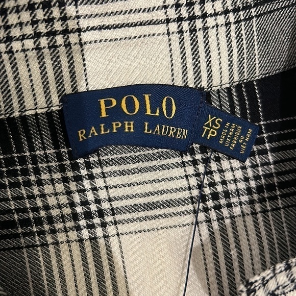 NEW Polo Ralph Lauren Western Black White Plaid Ruffled Button Down XS TP - Picture 13 of 17